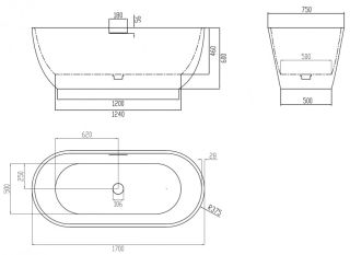 Ванна из искусственного камня ABBER Frankfurt AM9941MS 170x75см песочный матовый